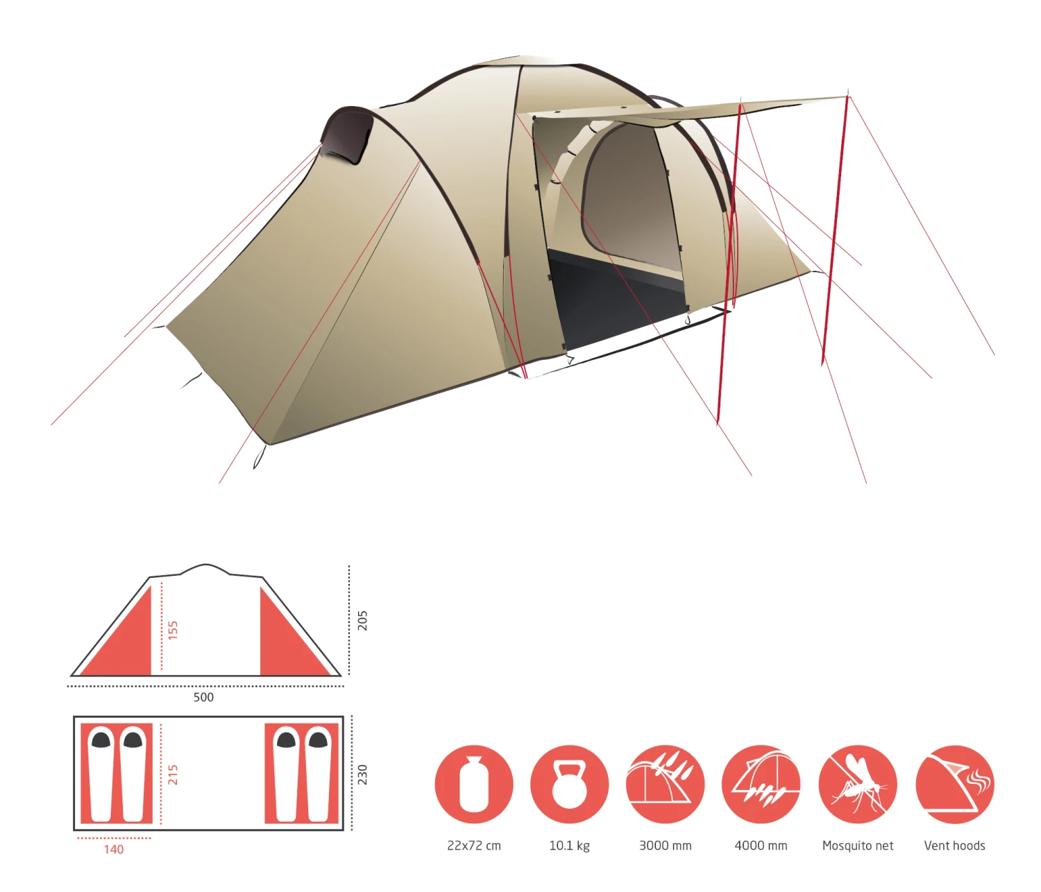 Grand Canyon Atlanta 4 Zelt (mojave/desert) 5 Grand Canyon Atlanta 4 Zelt (mojave/desert) – Bild 5