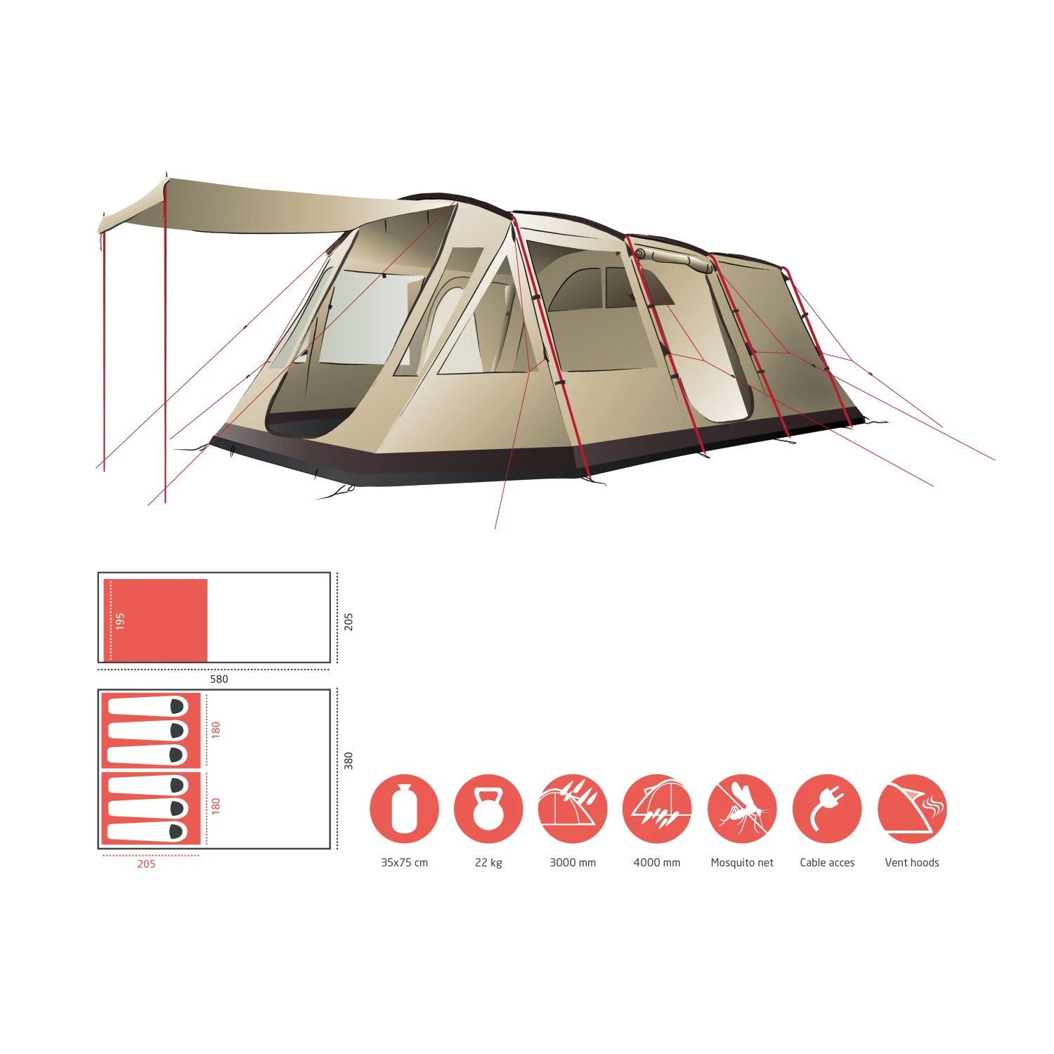 Grand Canyon Dolomiti 6 Zelt (mojave/desert) 5 Grand Canyon Dolomiti 6 Zelt (mojave/desert) – Bild 5