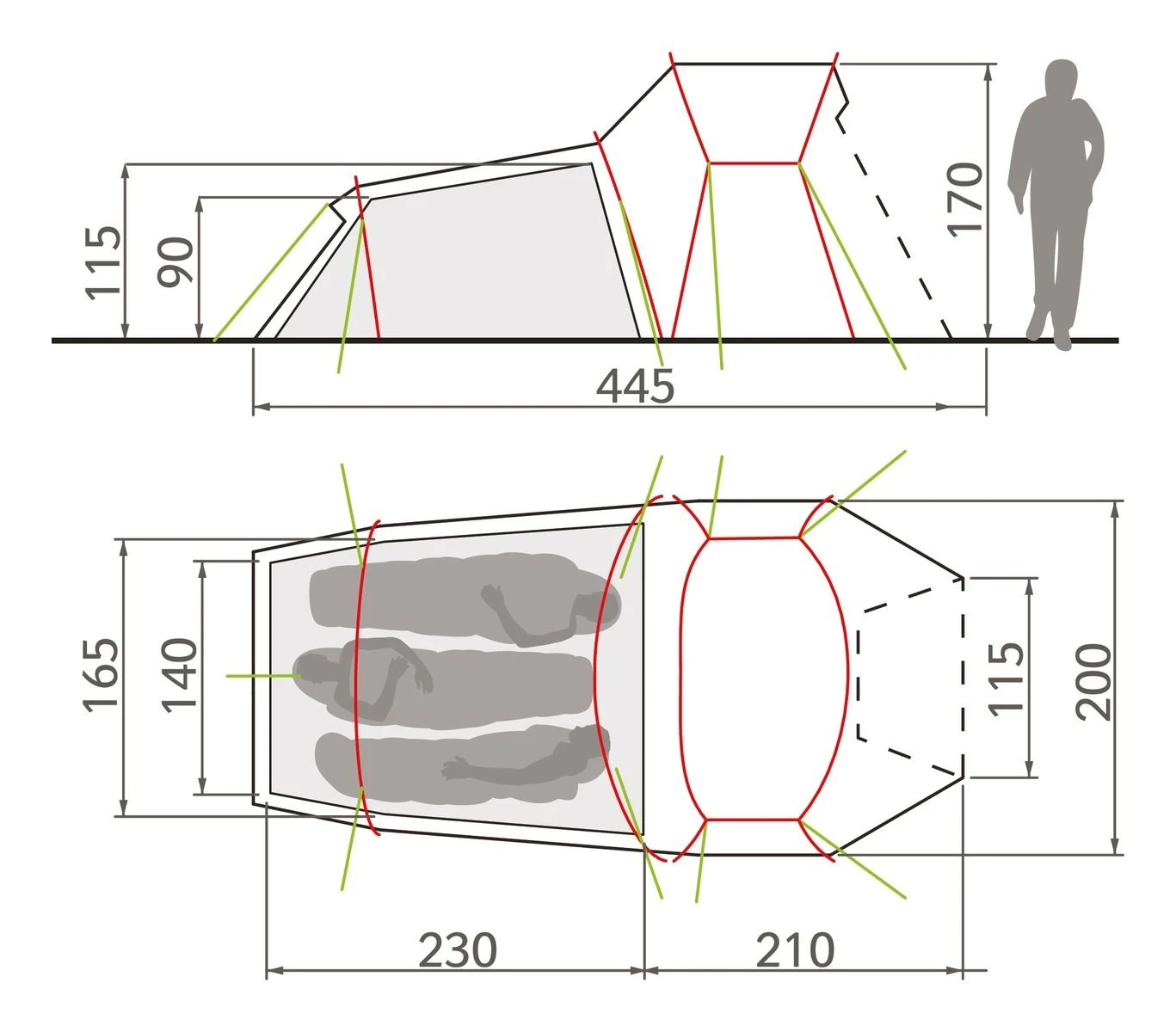 Vaude Chapel L XT 3P Zelt (avocado) 5 Vaude Chapel L XT 3P Zelt (avocado) – Bild 5